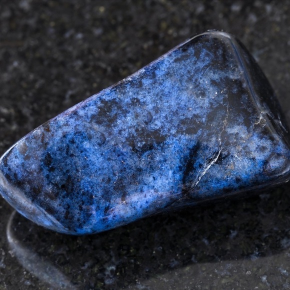 BLUE Dumortierite Quartz and Lava Stone Stretch Beaded Bracelet - Picture 6 of 14